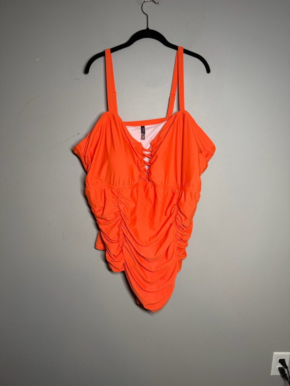 torrid Bright Orange One-Piece Swimsuit with Lace-Up Front size 6 - Picture 3 of 5